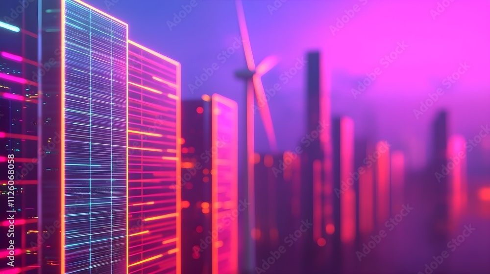 Futuristic Data Center and Wind Turbines Futuristic Data Center and Wind Turbines