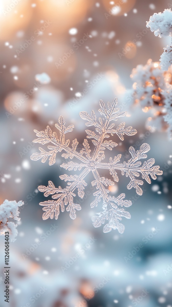 A close-up phone wallpaper focusing on falling snowflakes. The image captures the delicate details of individual snowflakes as they gently descend against a soft, blurred winter background. A close-up phone wallpaper focusing on falling snowflakes. The image captures the delicate details of individual snowflakes as they gently descend against a soft, blurred winter background.