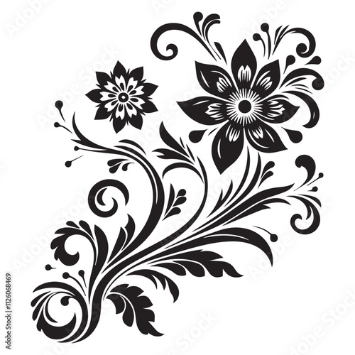 Flower decorative vector elements silhouette