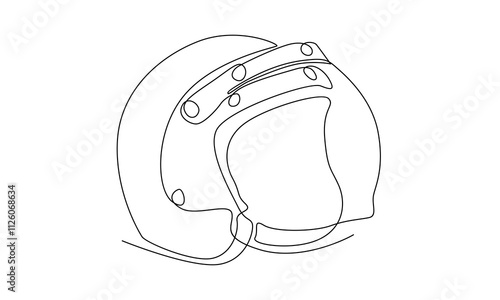 continuous line of motorcycle helmet photo