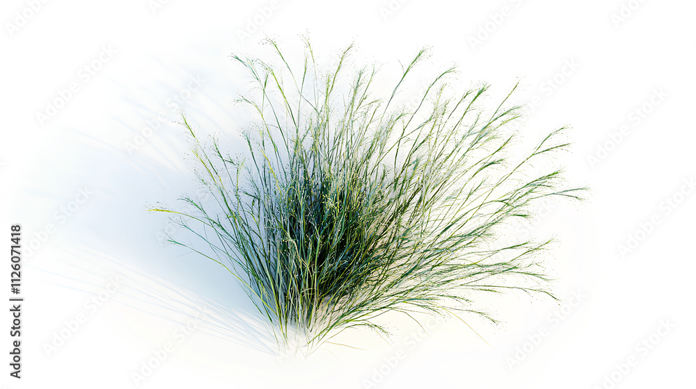 Fototapeta premium Littile bluestem with white background, 3D rendering, for illustration, digital composition, architecture visualization from top view