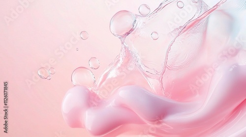 Abstract Pastel Gradient with Swirling Liquid and Bubbles