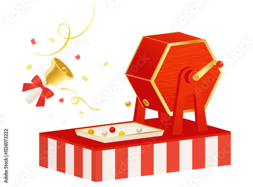 赤色のガラポン抽選器のイラスト