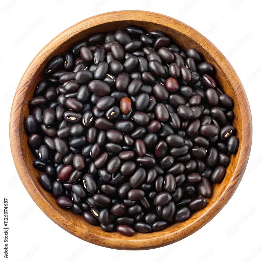 White kidney beans in wooden bowl isolated on transparent background. White kidney beans in wooden bowl isolated on transparent background.