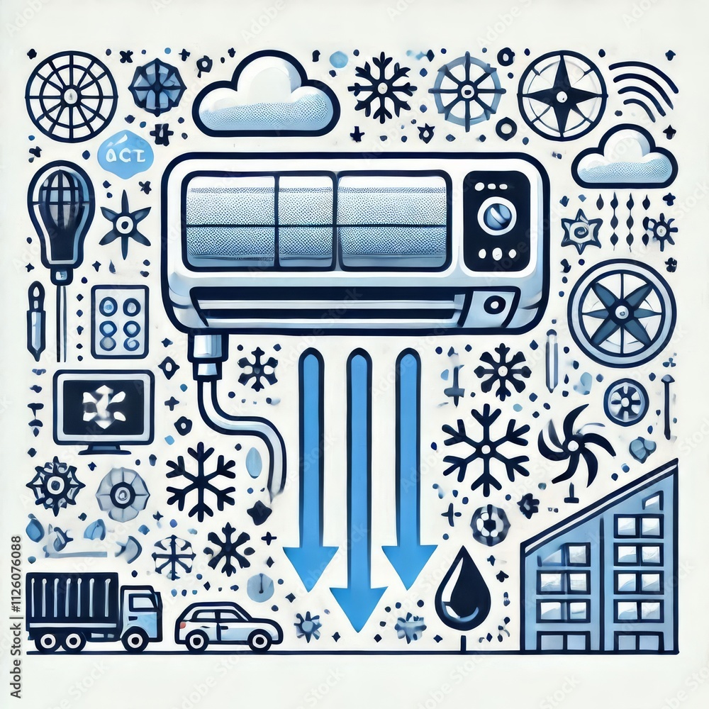 Fototapeta premium icon of air conditioner blowing cold air 