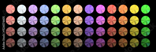 Multi-Colored Radial Gradient and Holographic Foil Collection - Rainbow Palette Vector Illustration.