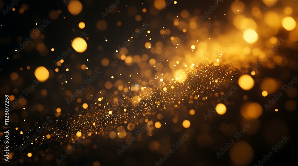 Obraz premium Golden fireworks bursting with radiant energy and soft bokeh lights scattered on a deep night sky backdrop