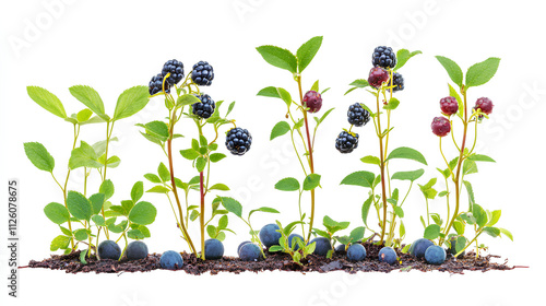 Midgen berry plants isolated on white background  photo