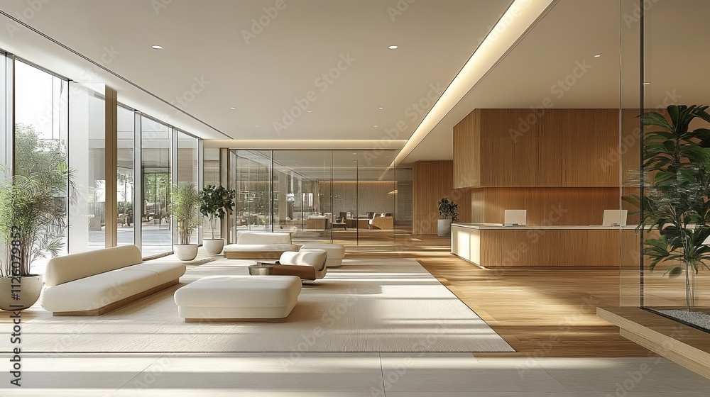 Modern Office Interior with Bright Natural Light and Minimalist Design Modern Office Interior with Bright Natural Light and Minimalist Design