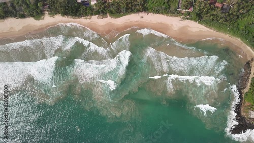 Talalla bay Beach Sri Lanka South Asia aerial drone holiday destination photo