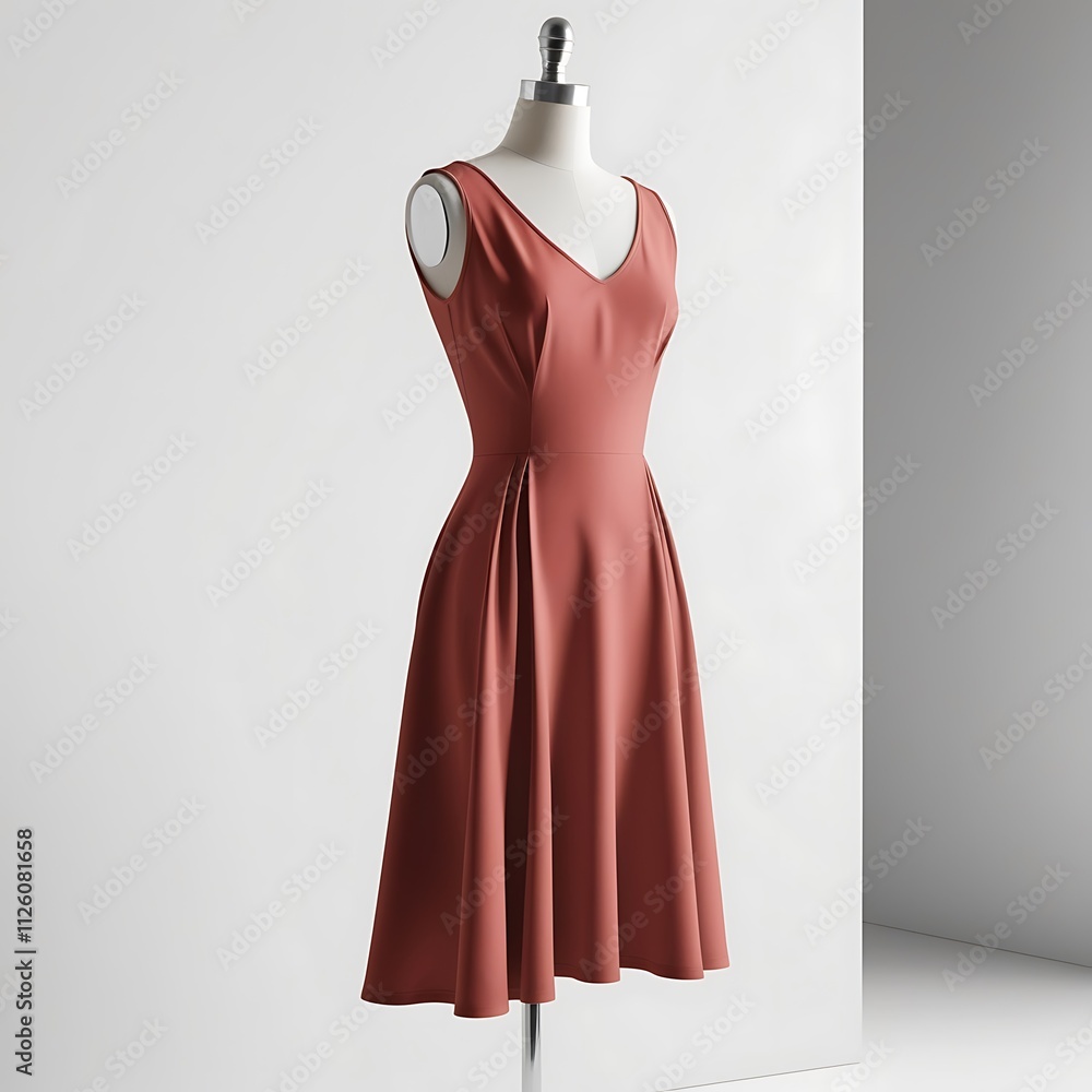 Plain Summer Dress Mockup Displayed On A Mannequin With No Branding Plain Summer Dress Mockup Displayed On A Mannequin With No Branding