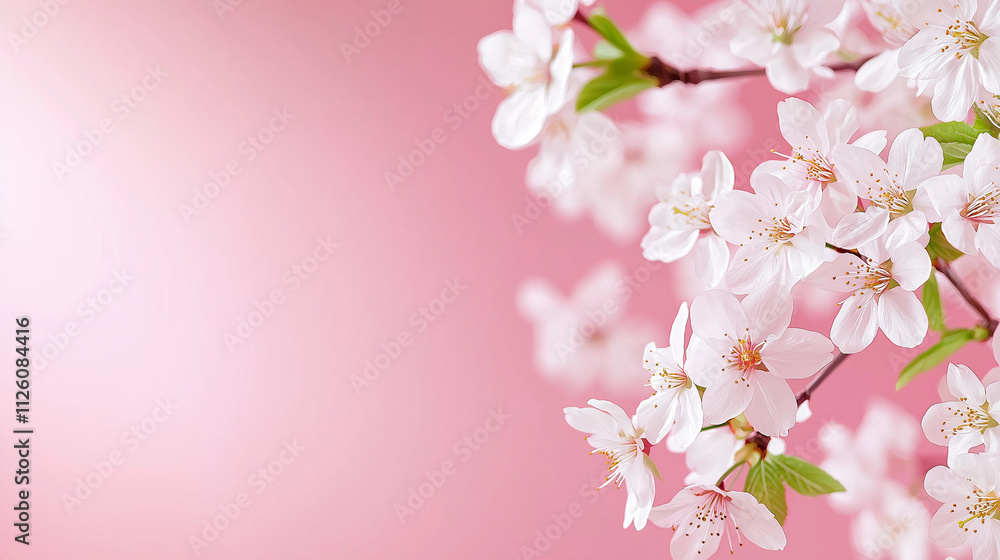 Cherry blossom pattern on a soft pink background, Cherry blossom pattern on a soft pink background,