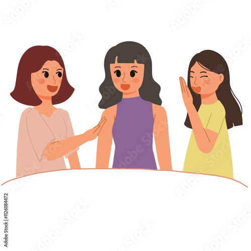 woman gossip and laughing together illustration
