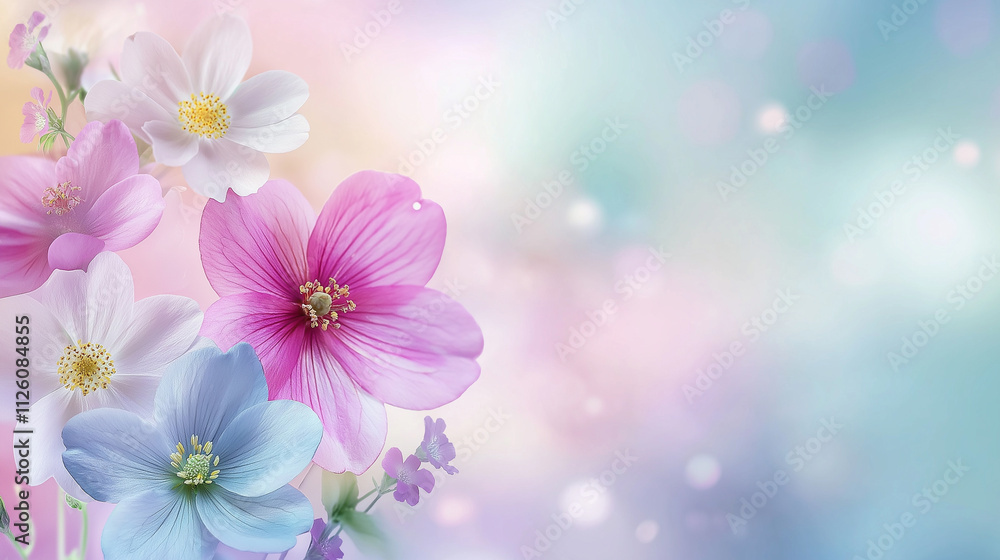 Antique floral design in soft pastel hues on Antique floral design in soft pastel hues on