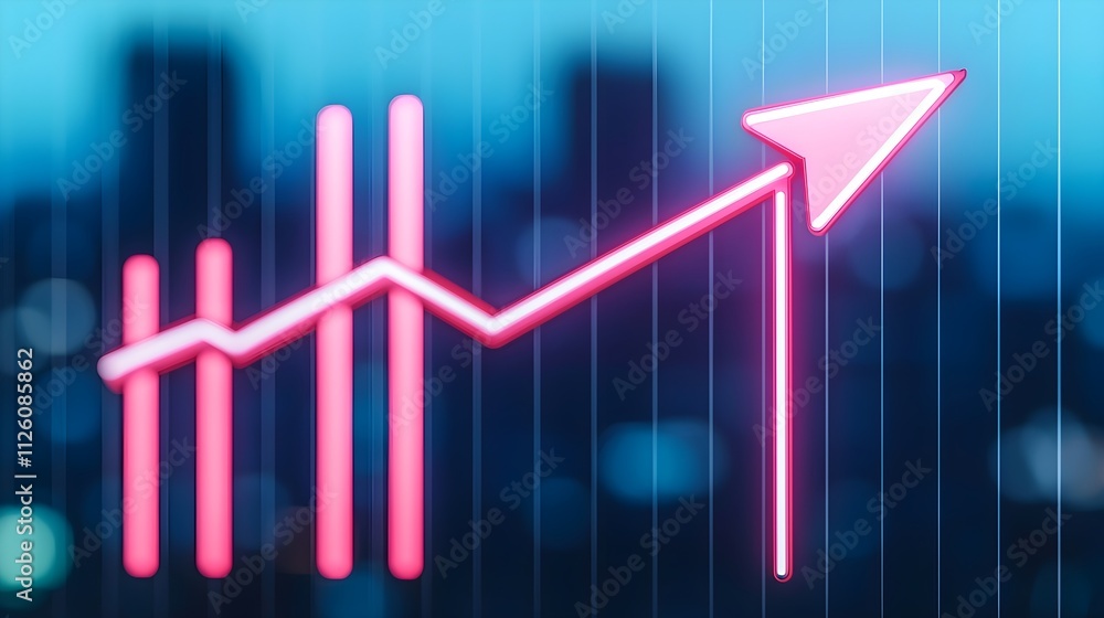 Upward Trend Neon Graph Business Growth Upward Trend Neon Graph Business Growth