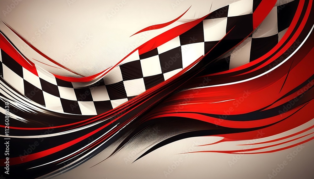 Obraz premium Abstract design featuring checkered flag and dynamic lines.