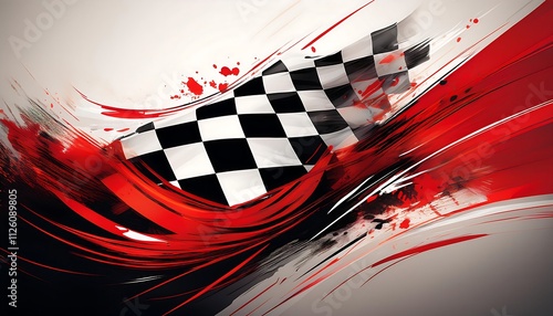 Abstract racing flag design with dynamic elements. photo