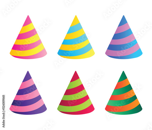 colorful set of birthday party cap