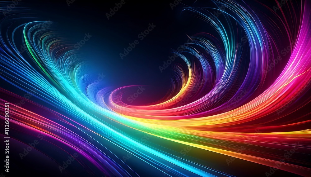 Obraz premium Vibrant abstract light waves in dynamic colors.