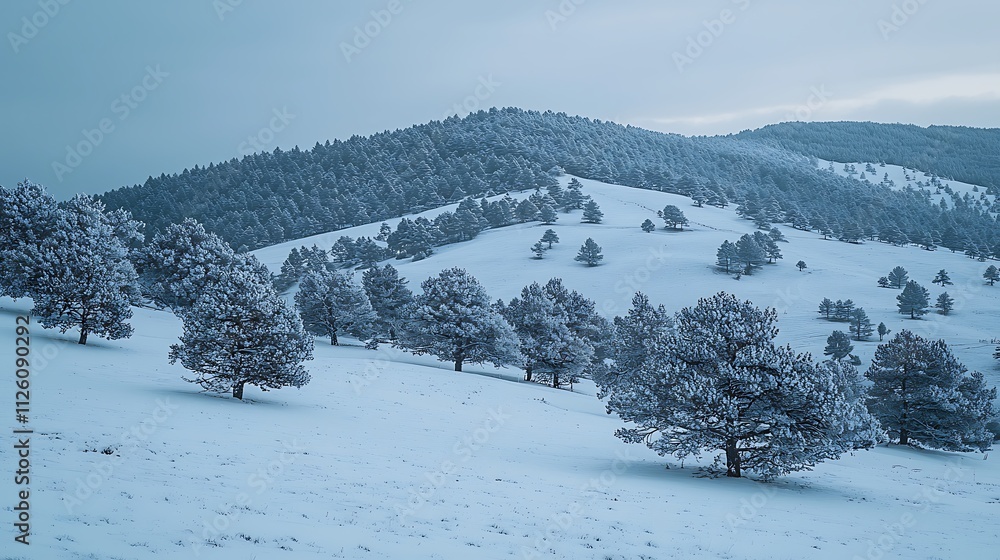 Snowy Mountain Landscape Winter Forest Cold Weather Scenery Snowy Mountain Landscape Winter Forest Cold Weather Scenery