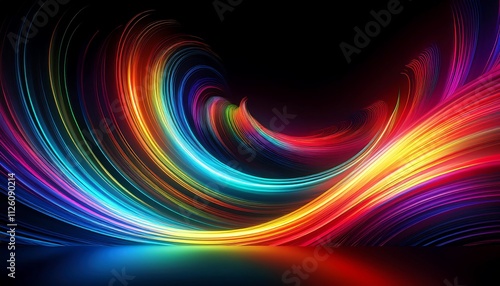 Vibrant abstract wave of colorful light patterns.