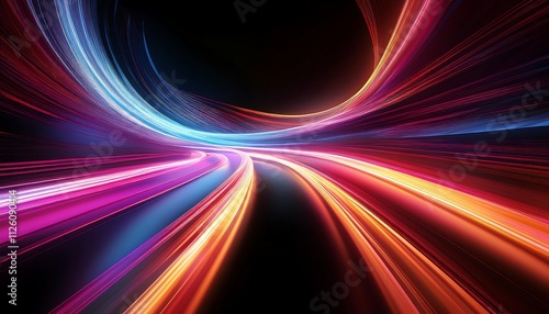 Abstract light trails in vibrant colors.