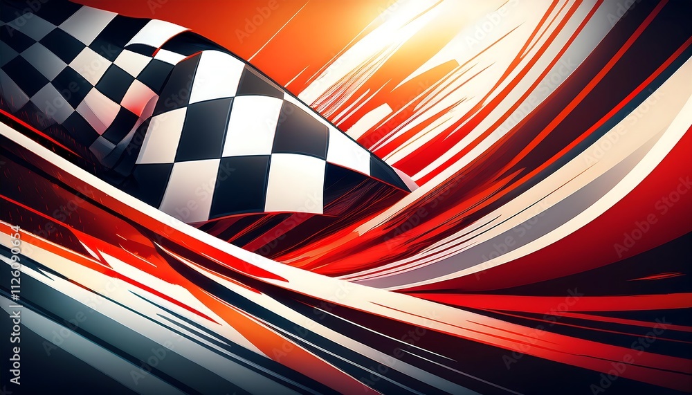 Obraz premium Dynamic abstract design featuring a checkered flag.