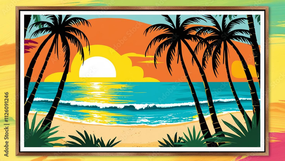 Fototapeta premium Illustration paint beach background