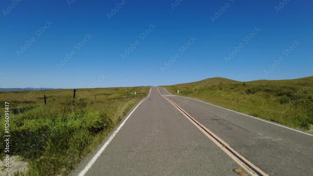 Carrizo Plain Highway 58 East Highway 02 Rear View Driving Plates Super Bloom California USA Carrizo Plain Highway 58 East Highway 02 Rear View Driving Plates Super Bloom California USA