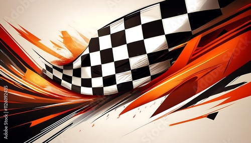 Abstract design featuring a checkered racing flag. photo