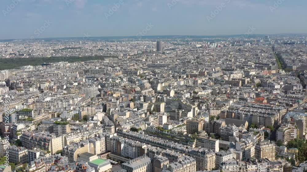 PARIS, FRANCE - OCTOBER 3, 2024: Aerial view of the sprawling cityscape showcasing iconic architecture and vibrant neighborhoods PARIS, FRANCE - OCTOBER 3, 2024: Aerial view of the sprawling cityscape showcasing iconic architecture and vibrant neighborhoods