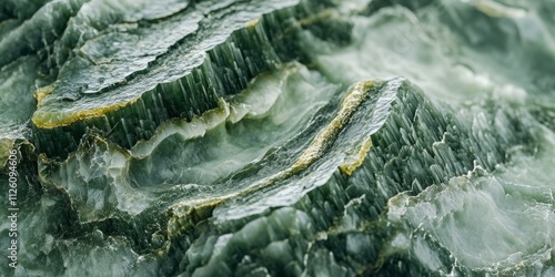 Closeup of a green apidote mineral stone, showcasing intricate patterns and details in mineralogy. The green apidote mineral exhibits unique characteristics in its structure and texture. photo