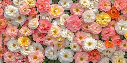 Vibrant beauty rose flowers in shades of pink, white, and yellow create a stunning floral display. These beauty rose flowers highlight the elegance and charm of nature s color palette. photo