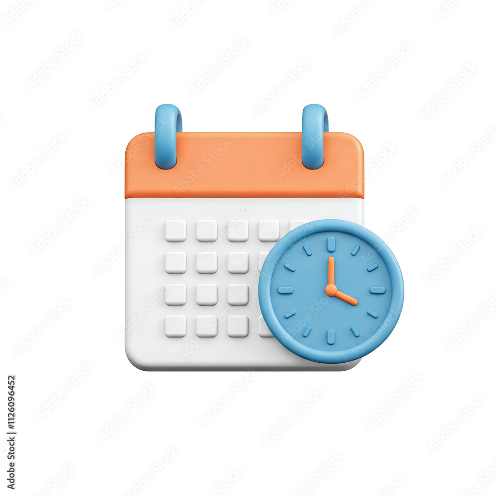Calendar with Clock Icon for Time Planning Calendar with Clock Icon for Time Planning