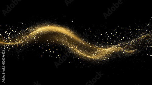 dark abstract background with wave shaped golden dust splash