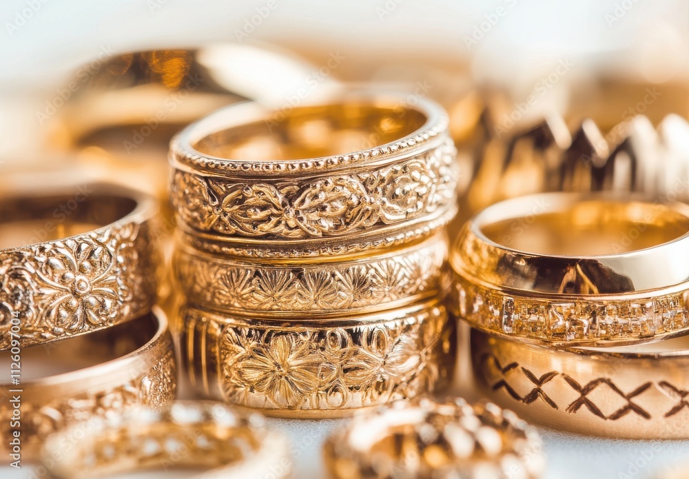 Beautiful Collection of Intricately Designed Gold Rings Showcasing Various Patterns and Textures, Perfect for Jewelry Lovers and Fashion Enthusiasts Beautiful Collection of Intricately Designed Gold Rings Showcasing Various Patterns and Textures, Perfect for Jewelry Lovers and Fashion Enthusiasts