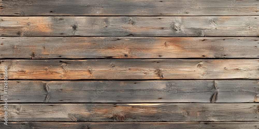 Obraz premium Weathered wooden plank wall background, featuring the rustic charm of old wood texture. This old plank wooden wall background adds character and warmth to any design or project.