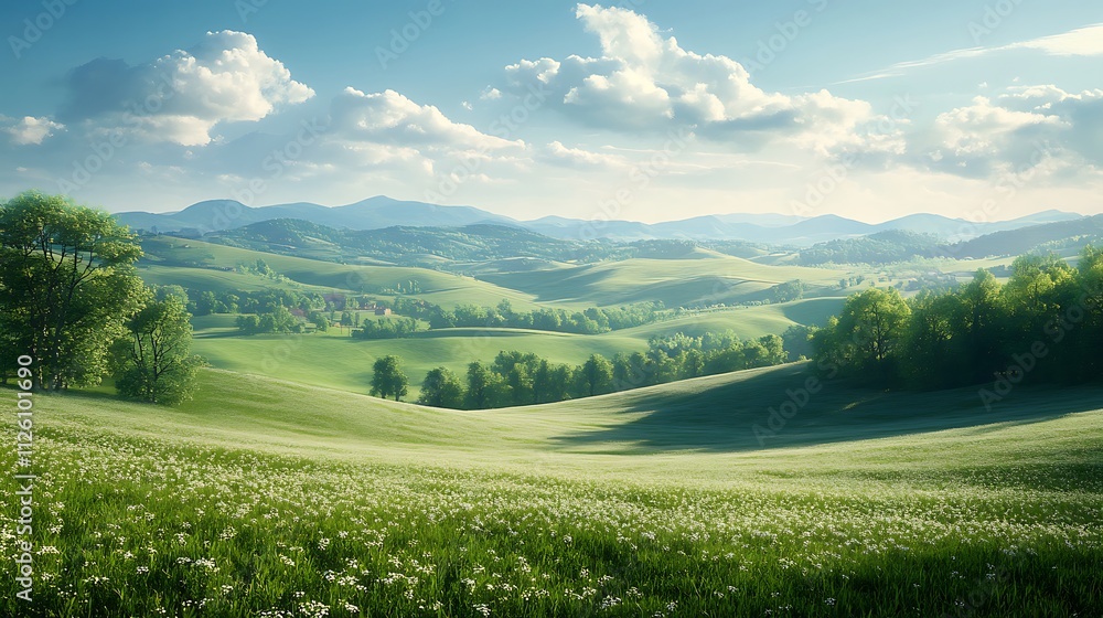 Fototapeta premium Beautiful Countryside Landscape 4K Wallpaper for Desktop Background