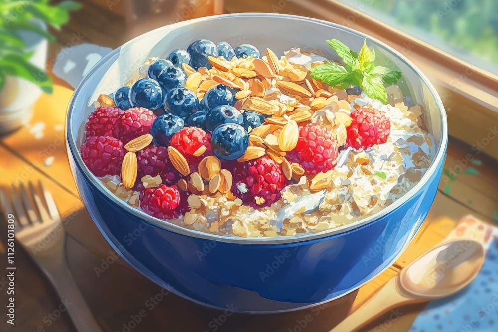 healthy breakfast bowl with berries and nuts healthy breakfast bowl with berries and nuts