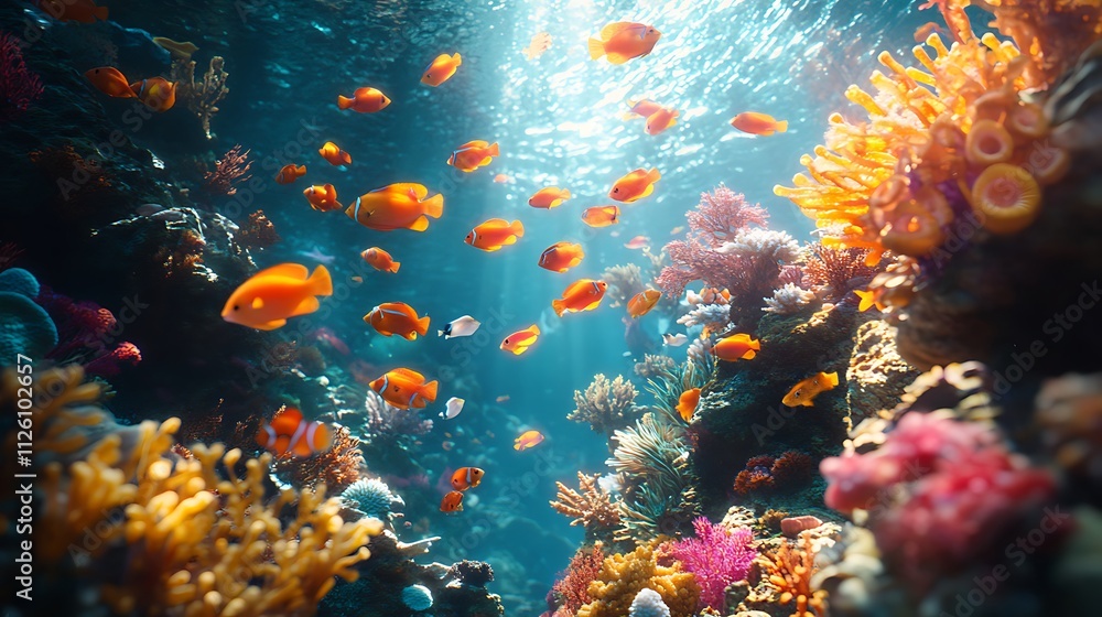 Fototapeta premium Serene Vibrant Underwater Scene Desktop Wallpaper with Peaceful Beauty
