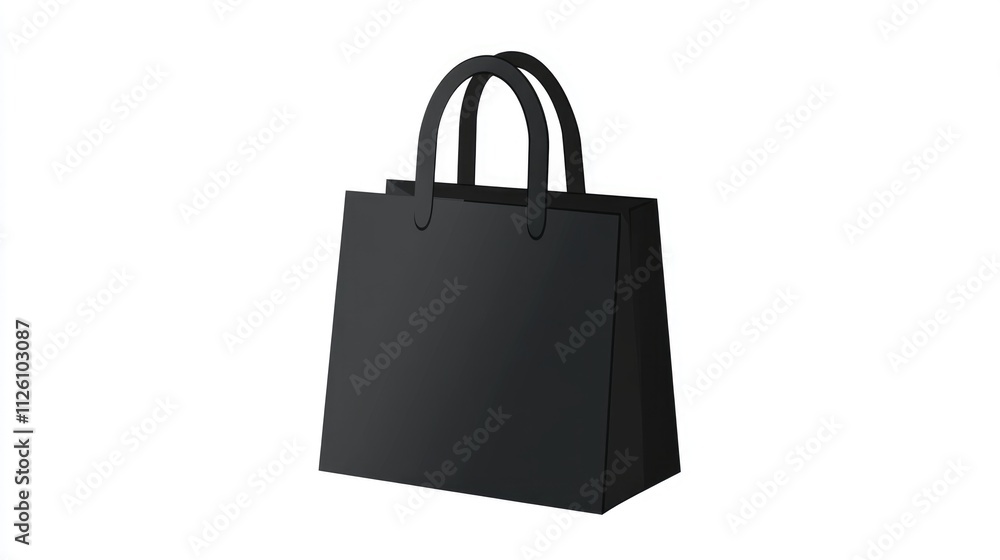 Black Shopping Bag with Handles on White Background Black Shopping Bag with Handles on White Background