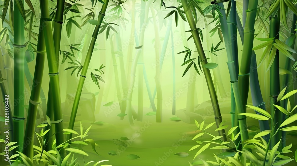 Obraz premium Cartoon bamboo forest background