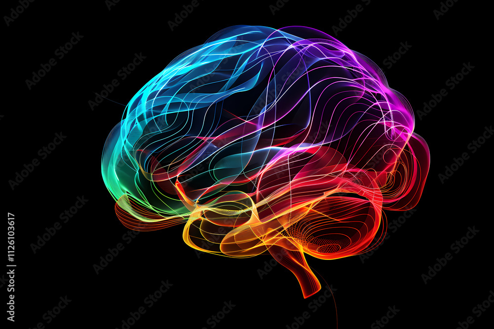 A vibrant, abstract representation of a brain with colorful, flowing lines, symbolizing creativity and cognitive processes. A vibrant, abstract representation of a brain with colorful, flowing lines, symbolizing creativity and cognitive processes.