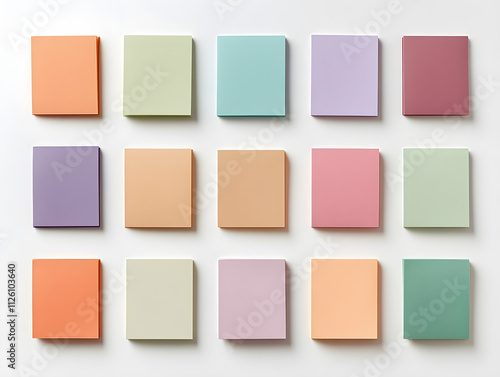 Pastel Color Sticky Notes Flatlay, Blank Memo Pads