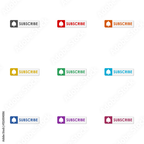 Subscribe simple icon isolated on white background. Set icons colorful