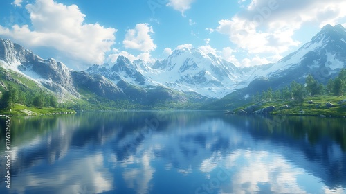 Beautiful Mountain Lake Scene Desktop Wallpaper for Relaxing Atmosphere