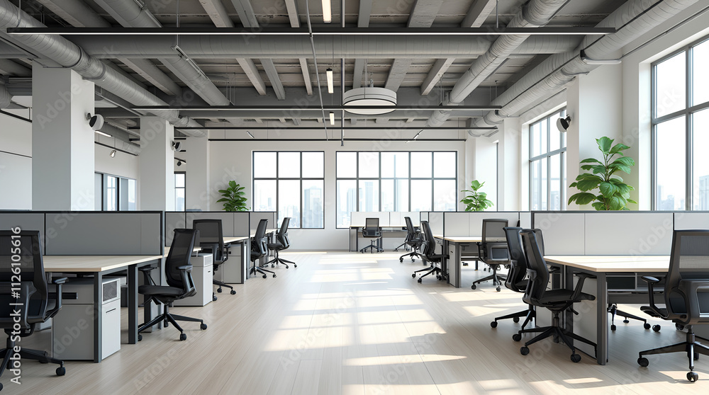 Empty open space office.Office interior background for design Empty open space office.Office interior background for design