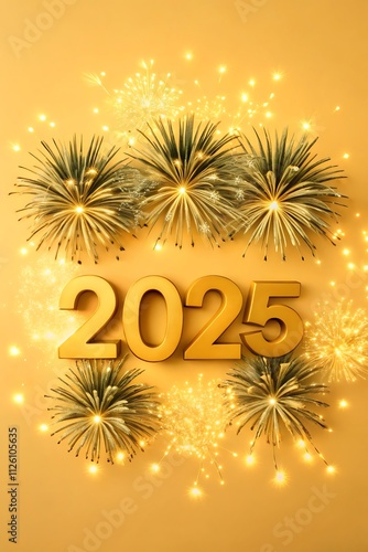 Festive 2025 New Year Design with Fireworks: Premium Art
 photo