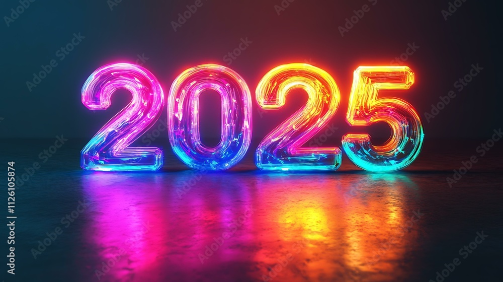 3D text design of Happy New Year 2025 with vibrant lighting, cinematic gradients, and dynamic shadows 3D text design of Happy New Year 2025 with vibrant lighting, cinematic gradients, and dynamic shadows
