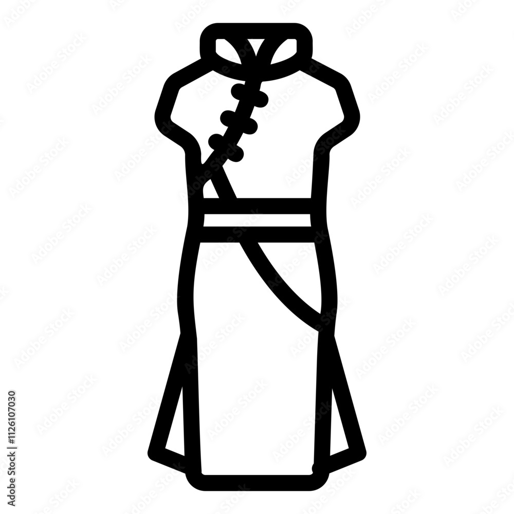cheongsam Line Icon cheongsam Line Icon